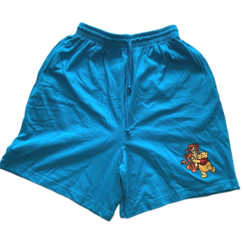 The Disney Store Shorts Womens XL Blue Winnie Pooh Tigger Embroidered Lounge NWT